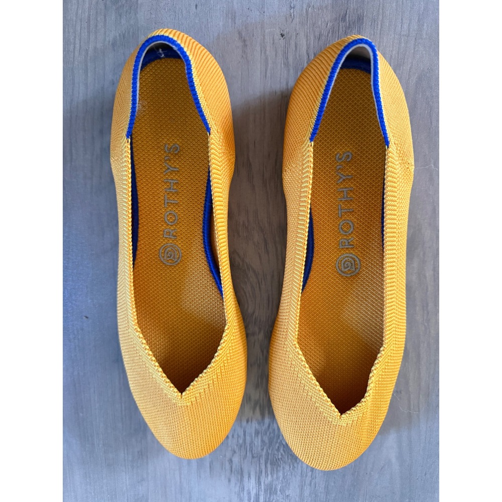 Rothy's The Flat Marigold Yellow Slip-On Round Toe Knit Ballet Size US 9.5